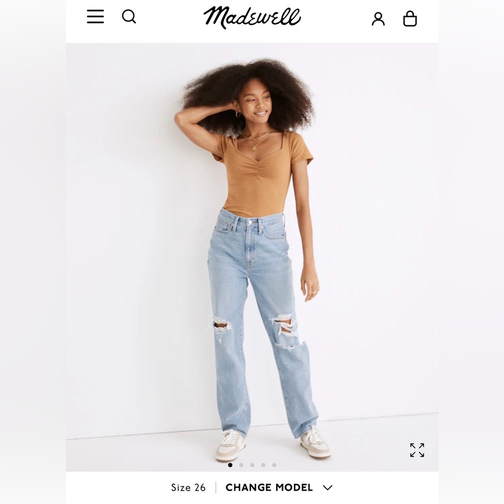 Madewell Baggy Straight Jeans in Earlhurst Wash Ripped Edition NWT size 32